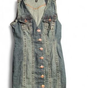 True Religion Blue Denim Button-Down Mini Dress